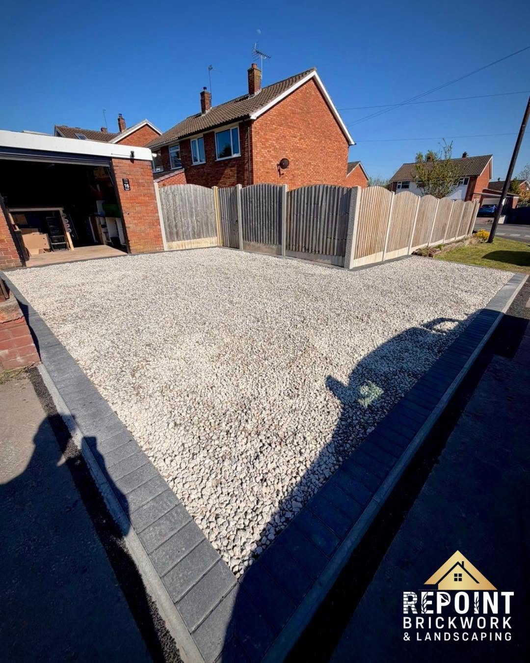 Gravel shingle driveway with kerb edging